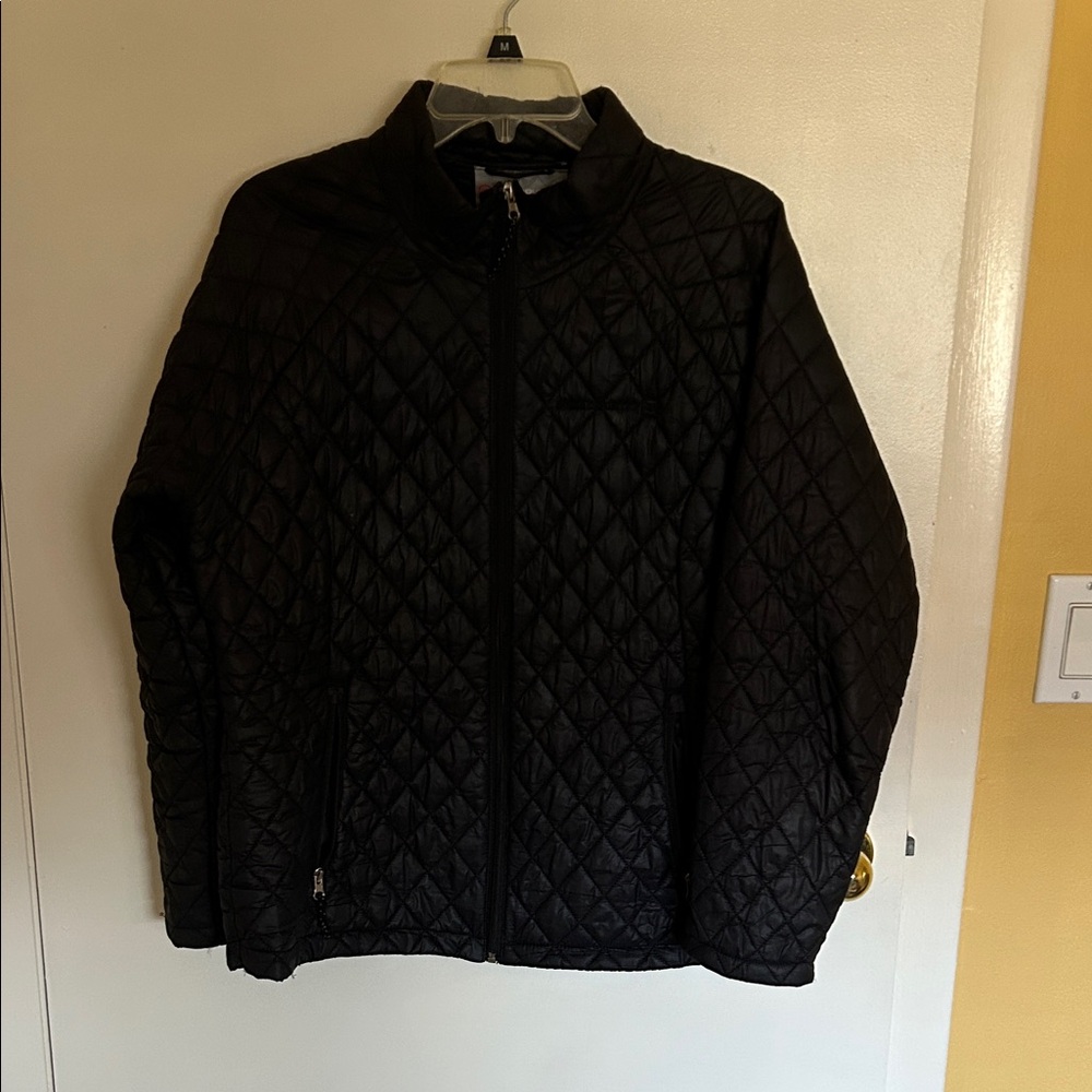 Free Country Black Quilted Jacket with Red Logo Detail